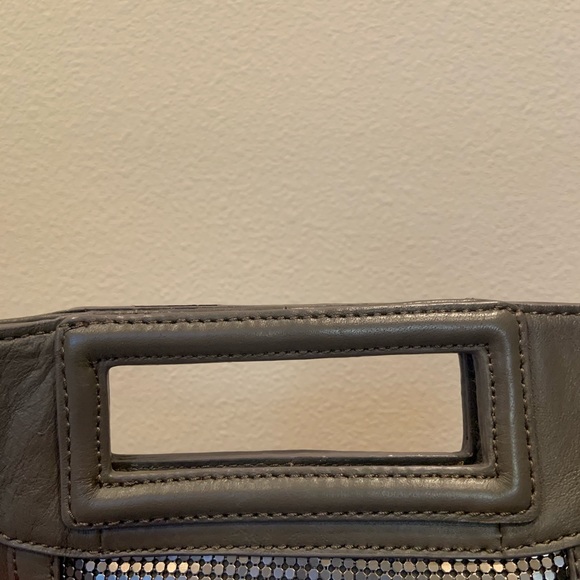 BCBGMaxAzria Silver & Grey Leather Clutch Purse - Picture 3 of 5